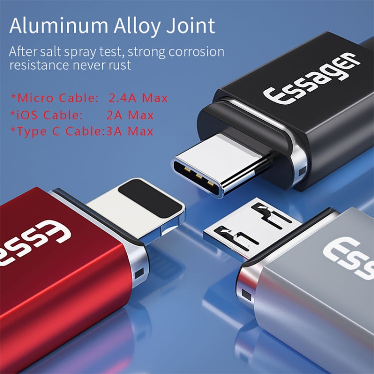 2 PCS ESSAGER Smartphone Fast Charging and Data Transmission Magnetic Cable with Micro USB Magnetic Head, Cable Length: 2m(Black)