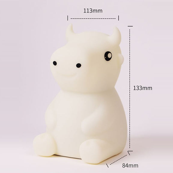 JX-YD-08 Silicone Calf Cow Night Light LED Colorful Dimming Pat Sleeping Bedside Lamp