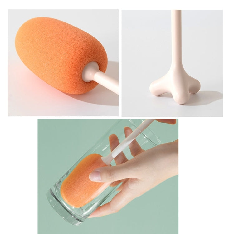 Long Handle Vertical Cup Brush Baby Bottle Sponge Cleaning Brush, Length: 29cm(White)