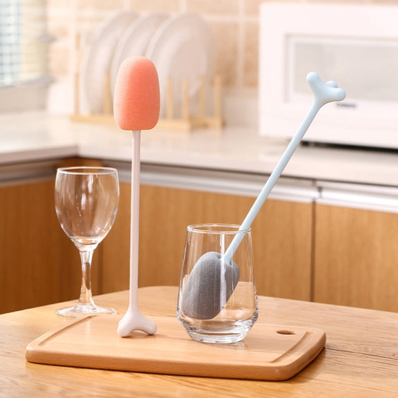 Long Handle Vertical Cup Brush Baby Bottle Sponge Cleaning Brush, Length: 29cm(Pink)