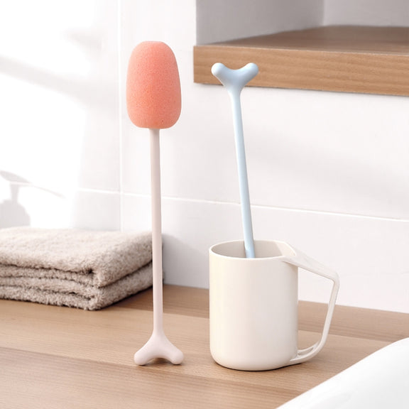 Long Handle Vertical Cup Brush Baby Bottle Sponge Cleaning Brush, Length: 29cm(Pink)