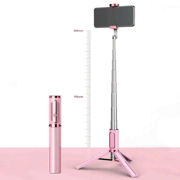 Y202 Bluetooth Selfie Stick With Floor Tripod Stand Mobile Phone Selfie Camera(Pink)