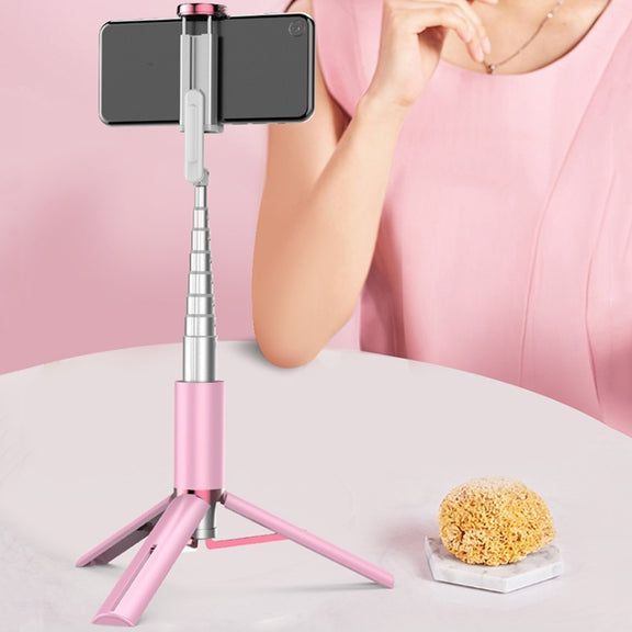 Y202 Bluetooth Selfie Stick With Floor Tripod Stand Mobile Phone Selfie Camera(Pink)