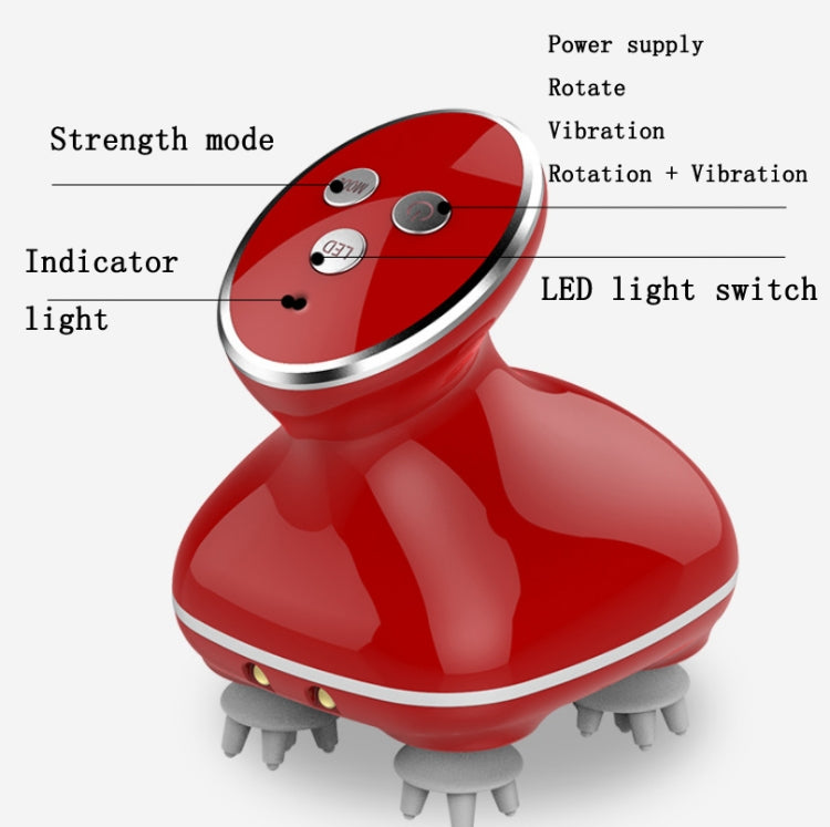 Head Scalp Massager Electric Beauty Instrument Multifunctional Kneading Vibration Physiotherapy Instrument(Red)