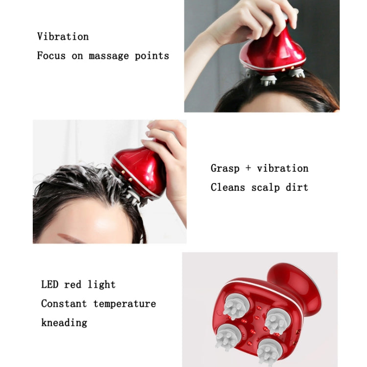 Head Scalp Massager Electric Beauty Instrument Multifunctional Kneading Vibration Physiotherapy Instrument(Red)