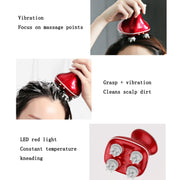 Head Scalp Massager Electric Beauty Instrument Multifunctional Kneading Vibration Physiotherapy Instrument(Red)