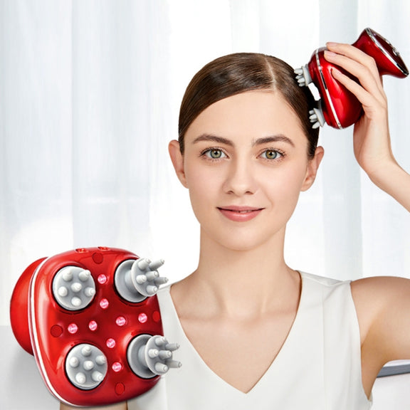 Head Scalp Massager Electric Beauty Instrument Multifunctional Kneading Vibration Physiotherapy Instrument(Red)