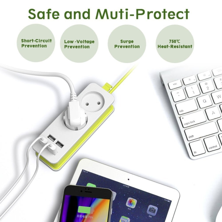 Power Strip 1/2 EU Plug 4 USB Port 1200W 250V 1.5m Cable Wall Portable Multiple Socket EU Plug Outlets(2 OUTLET 4USB)