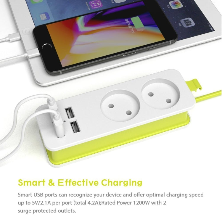Power Strip 1/2 EU Plug 4 USB Port 1200W 250V 1.5m Cable Wall Portable Multiple Socket EU Plug Outlets(2 OUTLET 4USB)