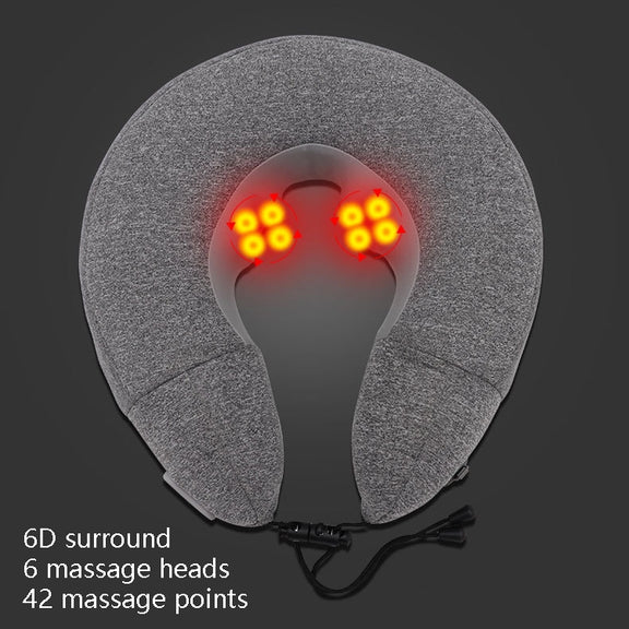 PL60 Neck Massager Cervical Spine Massage Pillow Household Inflatable U-Shaped Neck Pillow(Gray)