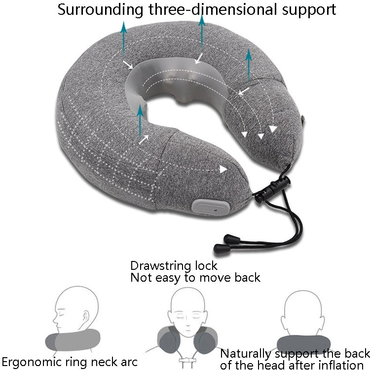 PL60 Neck Massager Cervical Spine Massage Pillow Household Inflatable U-Shaped Neck Pillow(Gray)