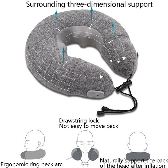 PL60 Neck Massager Cervical Spine Massage Pillow Household Inflatable U-Shaped Neck Pillow(Gray)