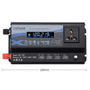 XUYUAN 4000W Car Inverter LED Colorful Atmosphere Light 4 USB Charging Converter, Specification: 24V-220V