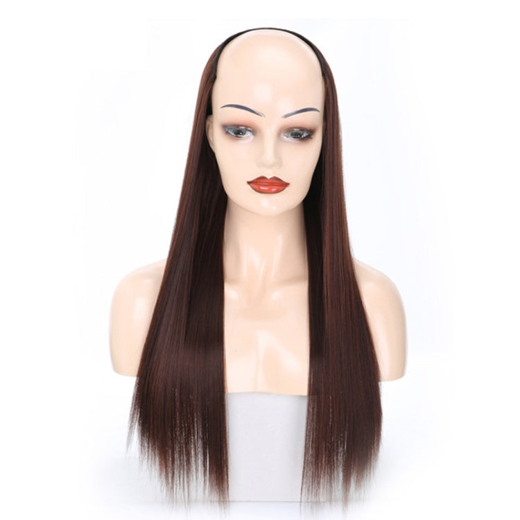 Wig Half Headgear Long Straight Hair U-Shaped Wig Headgear, Colour: 8.US-4M33# Chestnut Color