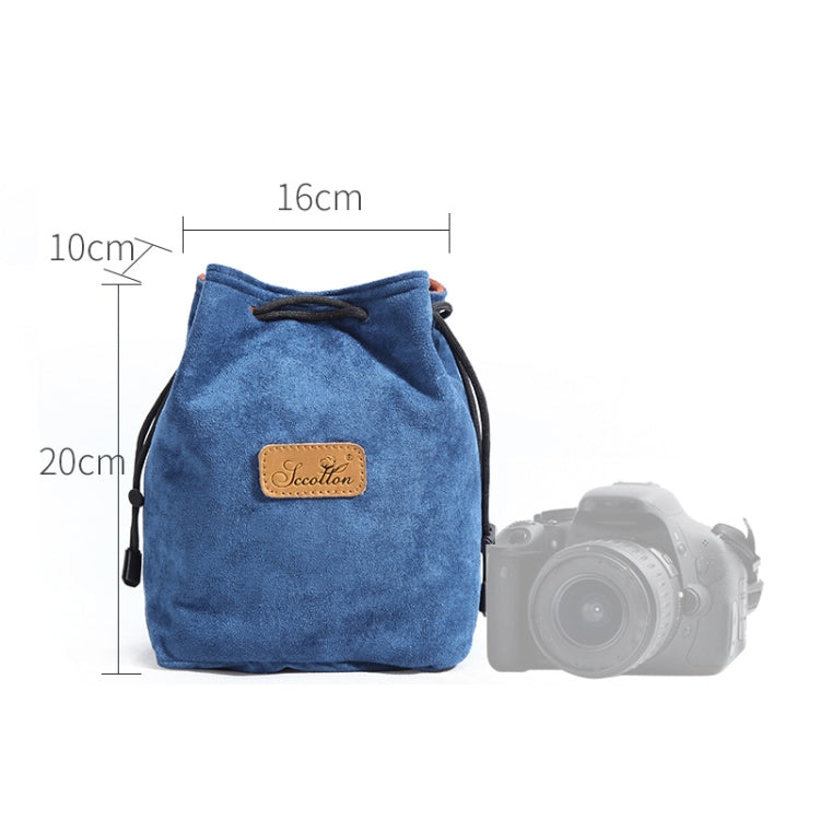 S.C.COTTON Liner Shockproof Digital Protection Portable SLR Lens Bag Micro Single Camera Bag Square Blue M