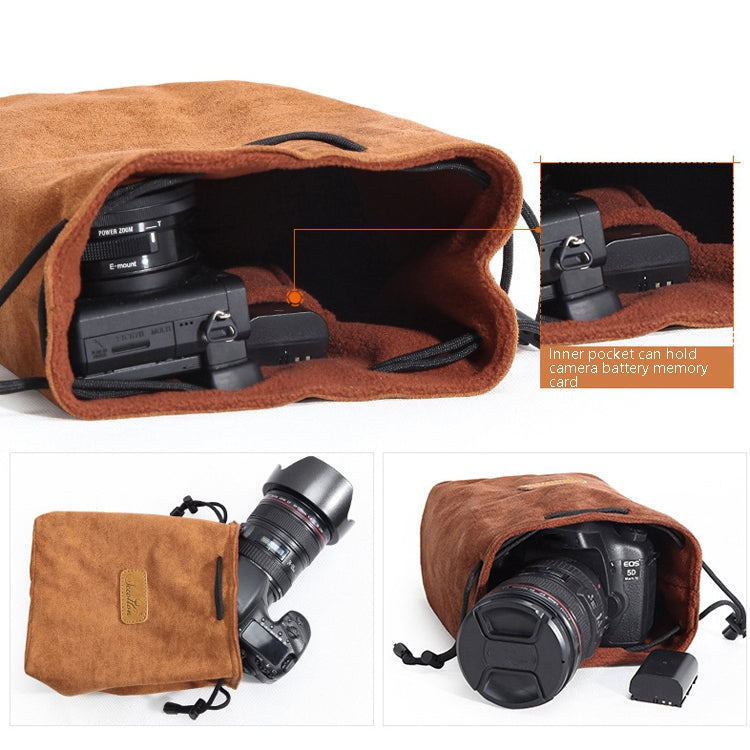 S.C.COTTON Liner Shockproof Digital Protection Portable SLR Lens Bag Micro Single Camera Bag Square Brown S