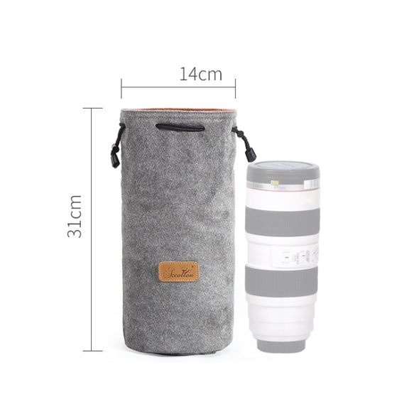 S.C.COTTON Liner Shockproof Digital Protection Portable SLR Lens Bag Micro Single Camera Bag Round Gray L