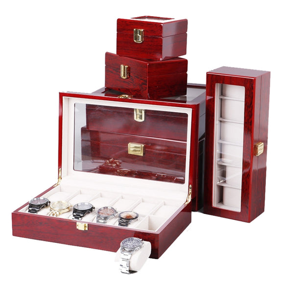 Wooden Baking Paint Watch Box Jewelry Storage Display Box(5-bit Paint)