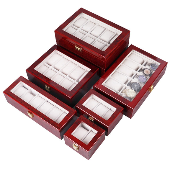 Wooden Baking Paint Watch Box Jewelry Storage Display Box(5-bit Paint)