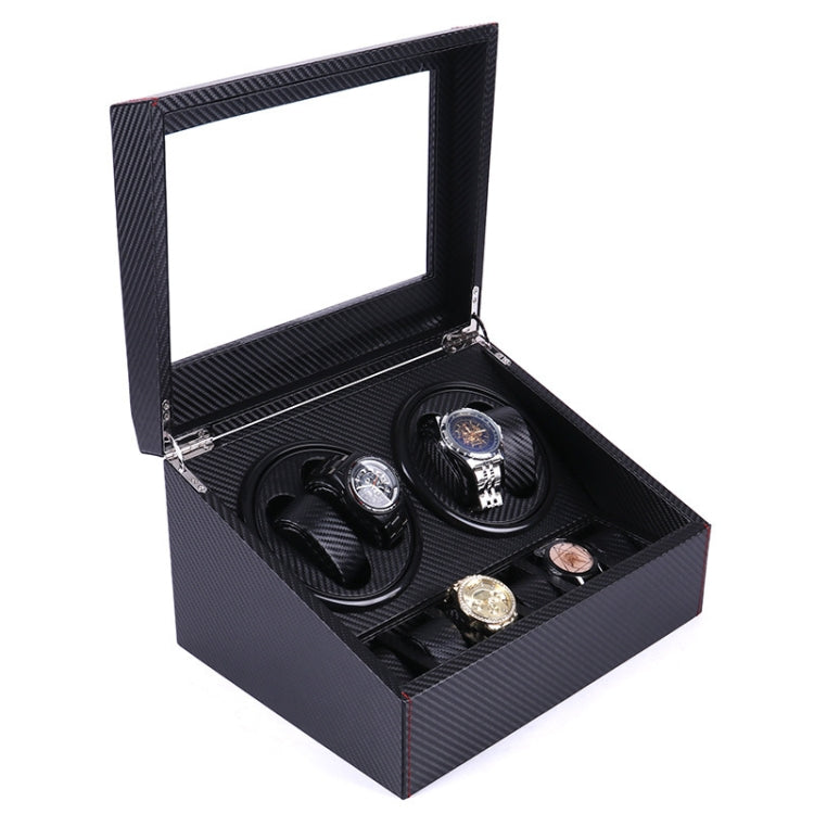 PU Leather 4+6 Double-Head Automatic Winding Motor Box Mechanical Watch Rotator, US Plug(Full Carbon Fiber)
