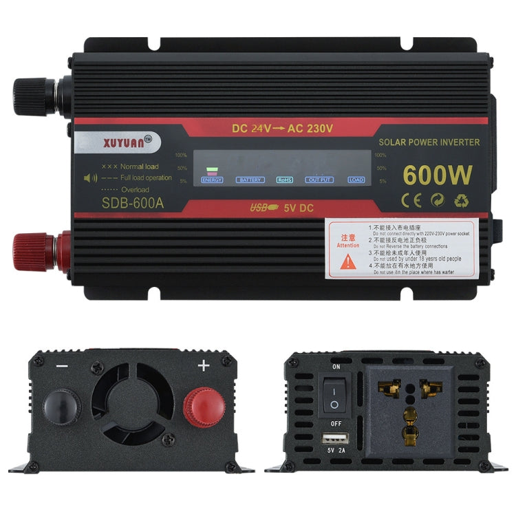 XUYUAN 600W Car Inverter LCD Display Converter, Specification: 24V to 220V