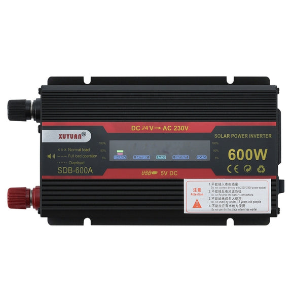 XUYUAN 600W Car Inverter LCD Display Converter, Specification: 24V to 220V