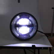 HONGPA Motorcycle Retro Headlights Modified Parts LED General Metal Headlights(Matte Black)