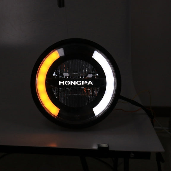 HONGPA Motorcycle Retro Headlights Modified Parts LED General Metal Headlights(Matte Black)