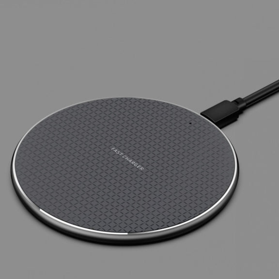 2pcs K8 10W Universal Aluminum Alloy Mobile Phone Wireless Charger, Specification:with 1m Cable(Black)