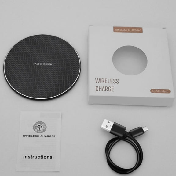 2pcs K8 10W Universal Aluminum Alloy Mobile Phone Wireless Charger, Specification:with 1m Cable(Black)