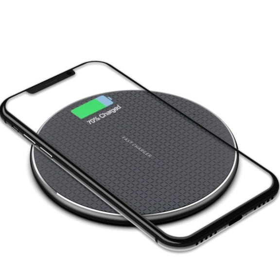 2pcs K8 10W Universal Aluminum Alloy Mobile Phone Wireless Charger, Specification:with 1m Cable(Black)