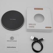 K8 10W Universal Aluminum Alloy Mobile Phone Wireless Charger, Specification:with 50cm Cable(Black)