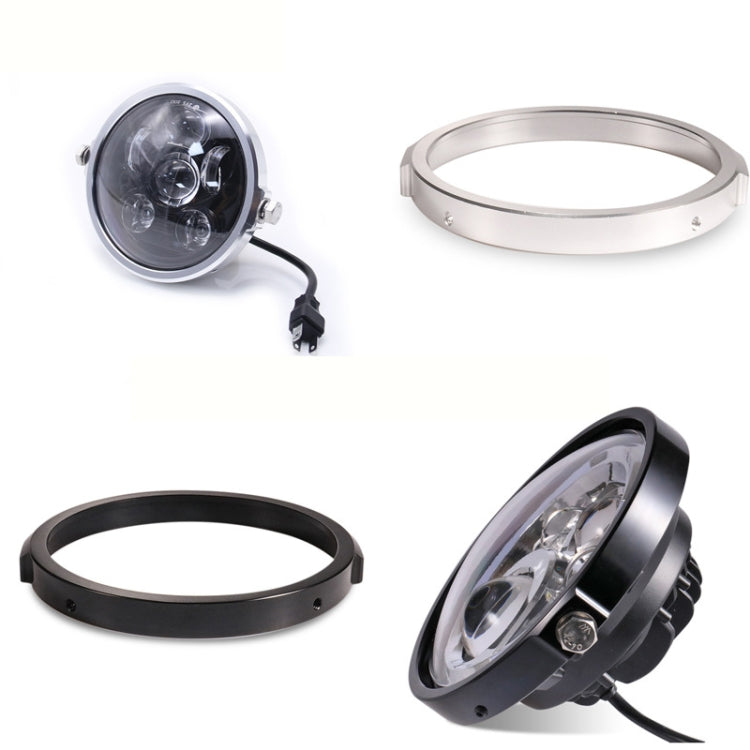 5.75 Inch Round Retro Headlight Ring Motorcycle Headlight Modification Parts(Silver)