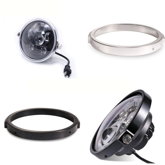 5.75 Inch Round Retro Headlight Ring Motorcycle Headlight Modification Parts(Black)