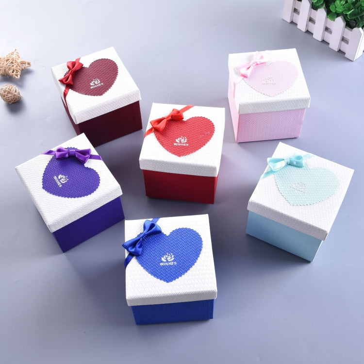 Paper Valentine Day Gift Box With Bow, Specification: 10x10x10cm(Purple)
