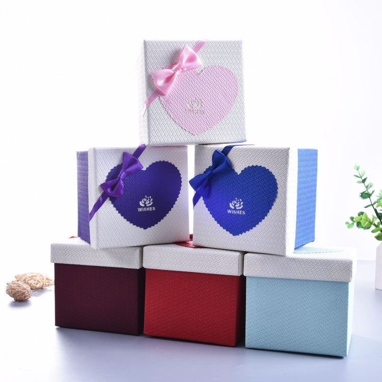 Paper Valentine Day Gift Box With Bow, Specification: 10x10x10cm(Pink)