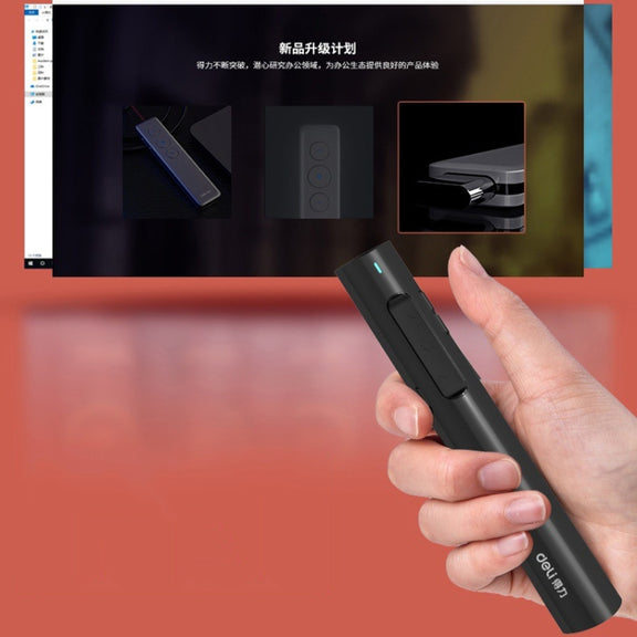 Deli 2.4G Flip Pen Business Presentation Remote Control Pen, Model: 2801 White (Red Light)