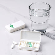 8 PCS Small Portable Moisture-proof Sealed Medicine Box 3 Compartments A Day Medicine Divided(Cactus)