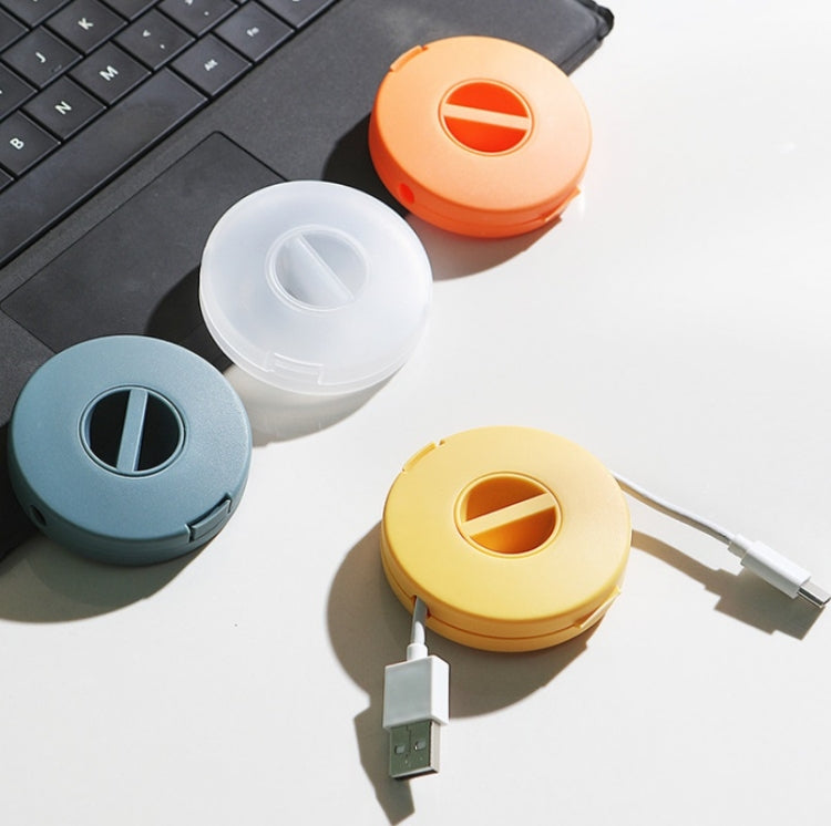Round Data Cable Storage Box Earphone Storage Collection Box(Yellow)