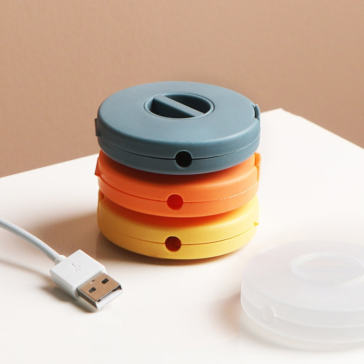 Round Data Cable Storage Box Earphone Storage Collection Box(Yellow)