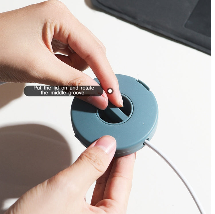 Round Data Cable Storage Box Earphone Storage Collection Box(Yellow)