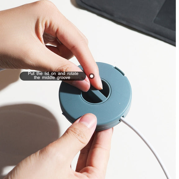 Round Data Cable Storage Box Earphone Storage Collection Box(Yellow)