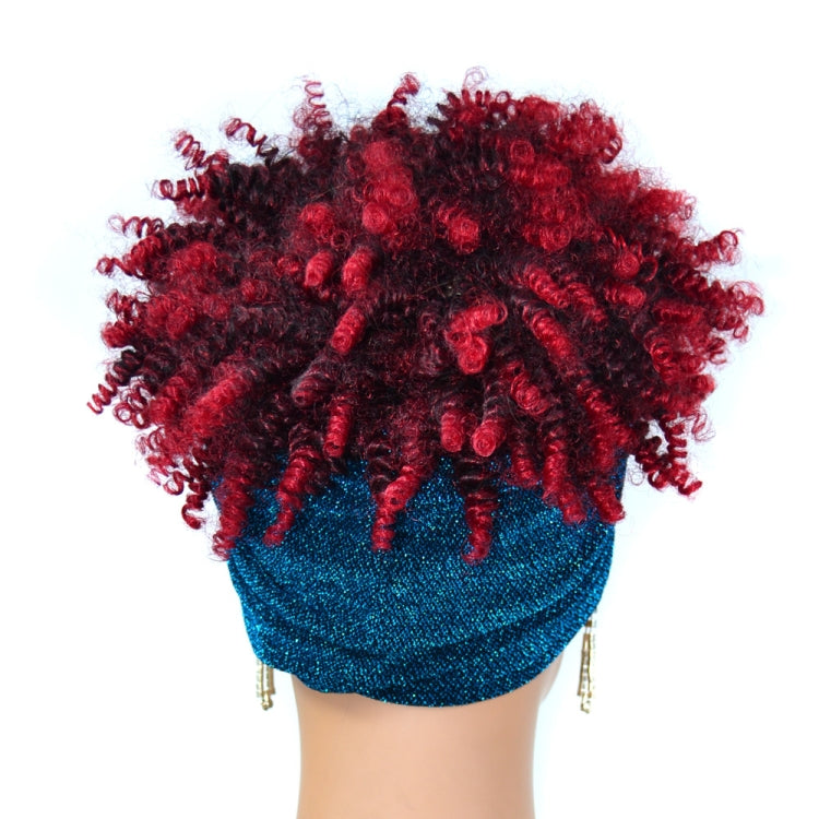 Headscarf Wig Black Gradient Small Curly Wig Explosive Headgear, Colour: 7.TJB0-4T30#
