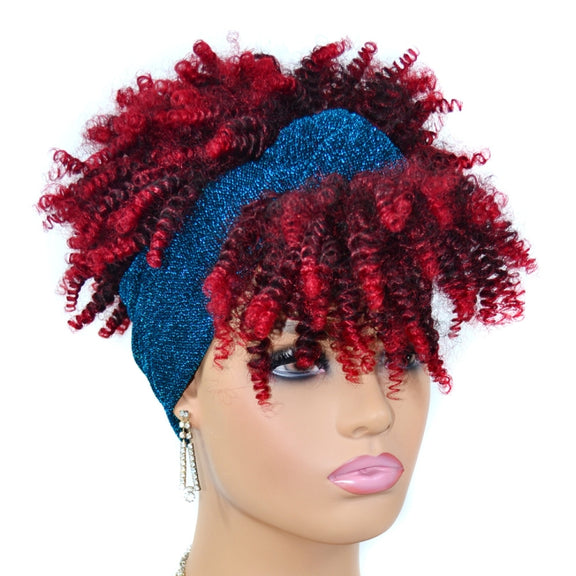 Headscarf Wig Black Gradient Small Curly Wig Explosive Headgear, Colour: 12.TJG1-1B#