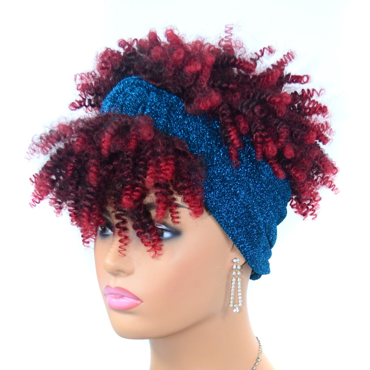 Headscarf Wig Black Gradient Small Curly Wig Explosive Headgear, Colour: 12.TJG1-1B#