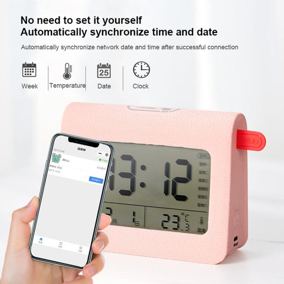 ZKLiLi Lazy Snooze Applet Alarm Clock Bedside Bluetooth Multifunctional Silent Digital Alarm Clock(Pink)