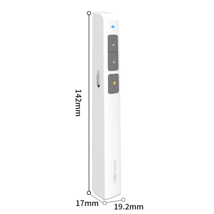 Deli 2.4GHz Laser Page Turning Pen Rechargeable Speech Projector Pen, Model: 2802PL (White)
