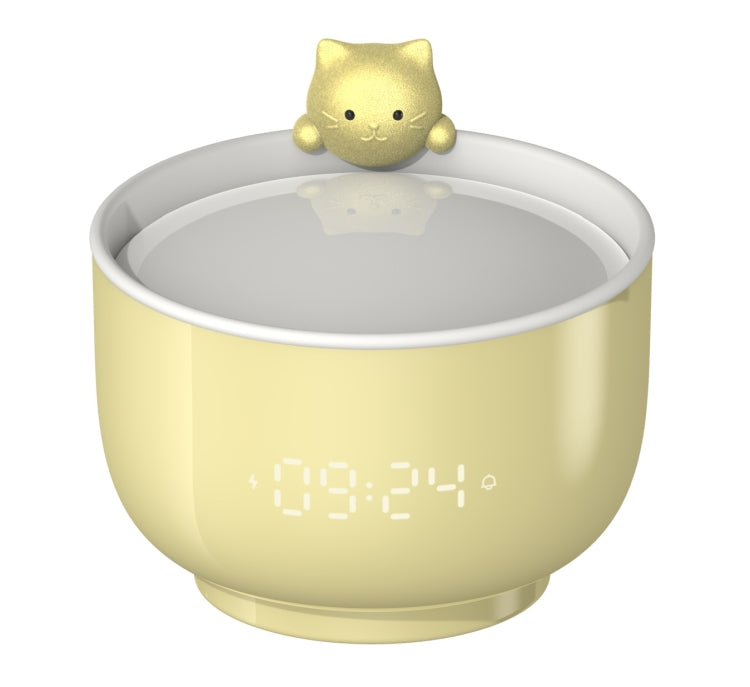 Cat Alarm Clock Night Light 2W LED Rechargeable Adjustable Children Bedroom Bedside Light(Beige)