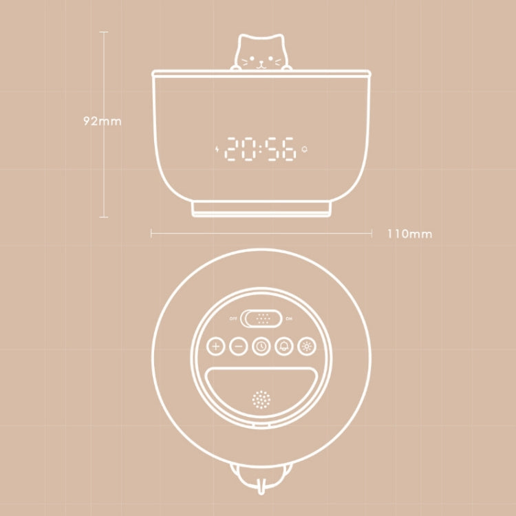 Cat Alarm Clock Night Light 2W LED Rechargeable Adjustable Children Bedroom Bedside Light(Beige)