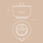 Cat Alarm Clock Night Light 2W LED Rechargeable Adjustable Children Bedroom Bedside Light(Beige)